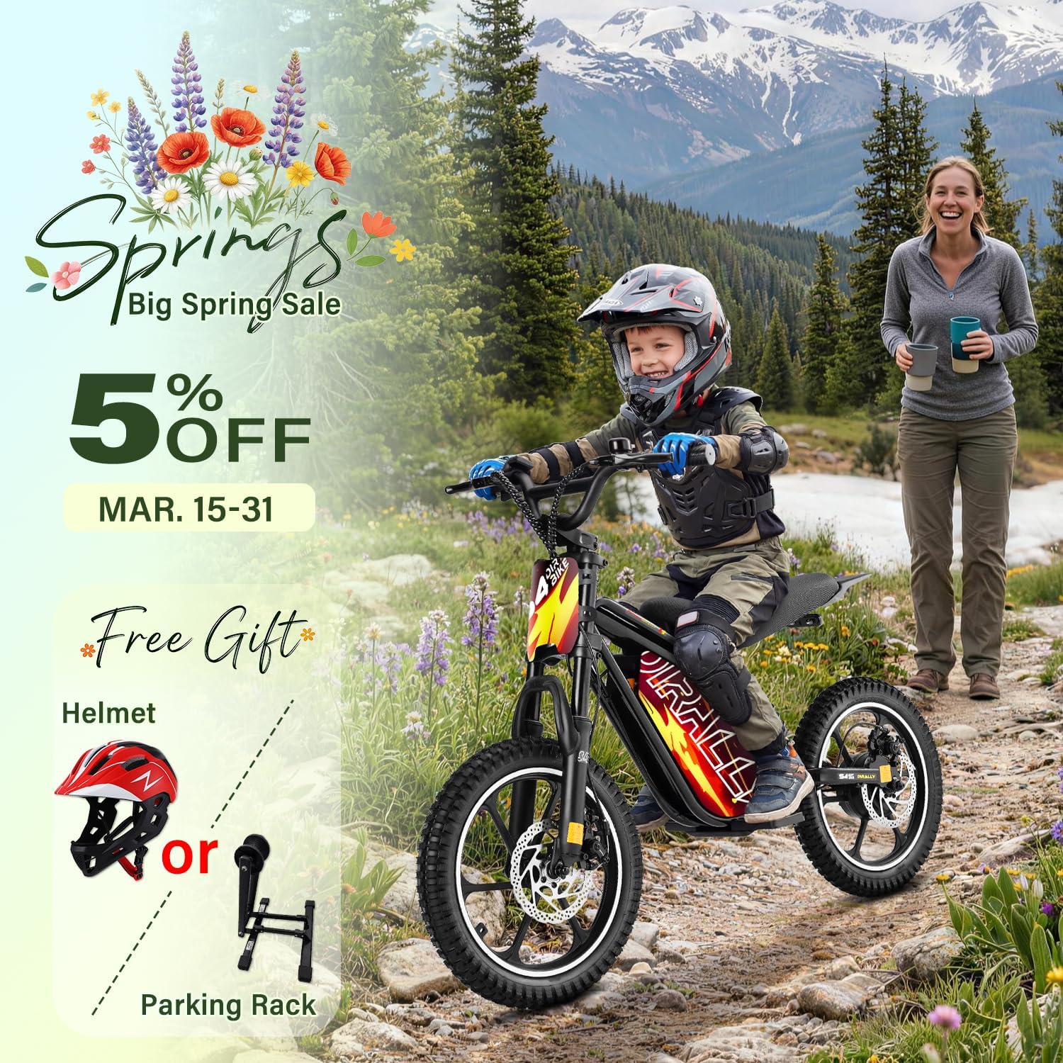 eAhora 36V 800W Electric Dirt Bike for Kids 8+, 3-Speed Modes Kids Electric Bike, Up to 18.6MPH & 28 Miles Long-Range Electric Off-Road Motocross for Kid, Full Suspension & Disc Brake, S4 Young-Red