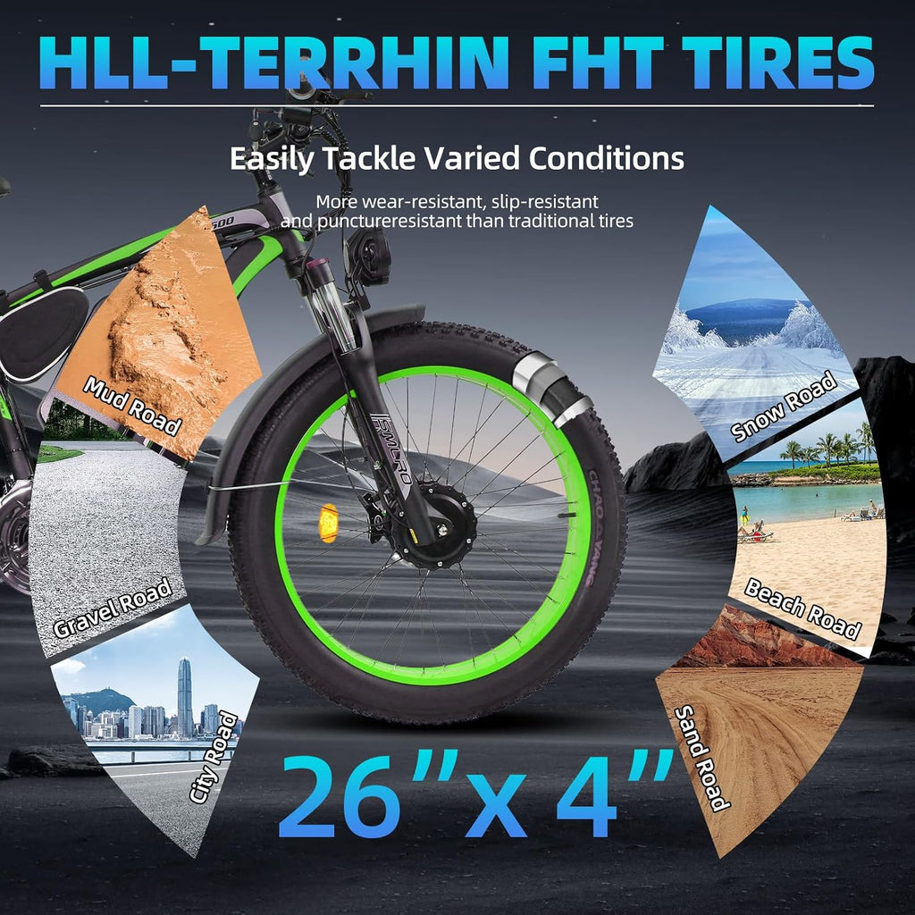 xdc 600 Adult Electric Bike, 5000W Peak Power, 26' Fat Tire All-Terrain E-Bike, 45 Miles Peak Range, 52V 30Ah Battery-Powered Off-Road E-Bike, 45 MPH High Speed
