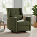 KISLOT Nursery Recliner Chair Swivel Glider Upholstered Rocker Fabric Manual Reclining Chair with Wood Base for Living Room Bedroom