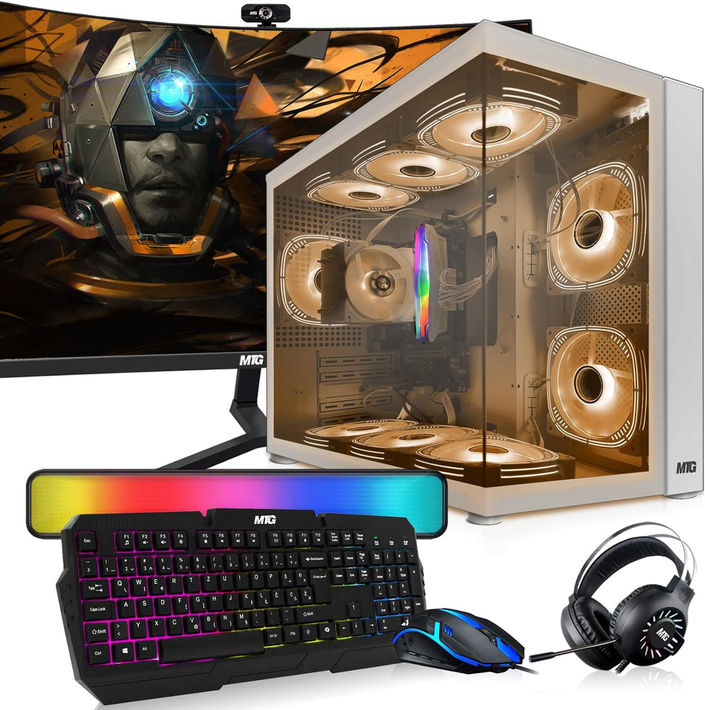 MTG Khuno Gaming Tower PC- Intel Core i5-8th Gen, RTX 2060S 8GB 256bits, 16GB ARGB Ram, 1TB Nvme, 27 Inch Curve Monitor, RGB Gamer Bundle Combo, Webcam, Win 11 Home