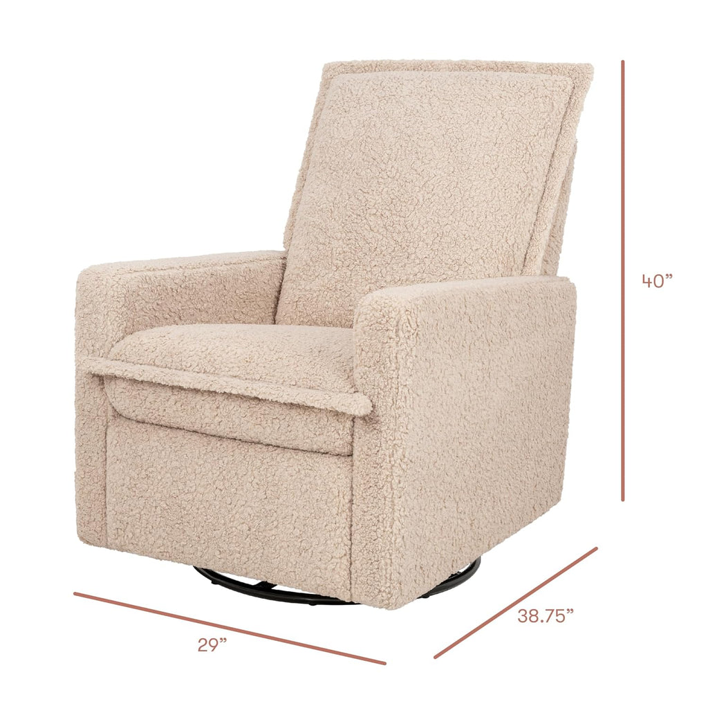Babyletto Cali Flange Recliner and Swivel Glider in Chai Shearling, Greenguard Gold and CertiPUR-US Certified