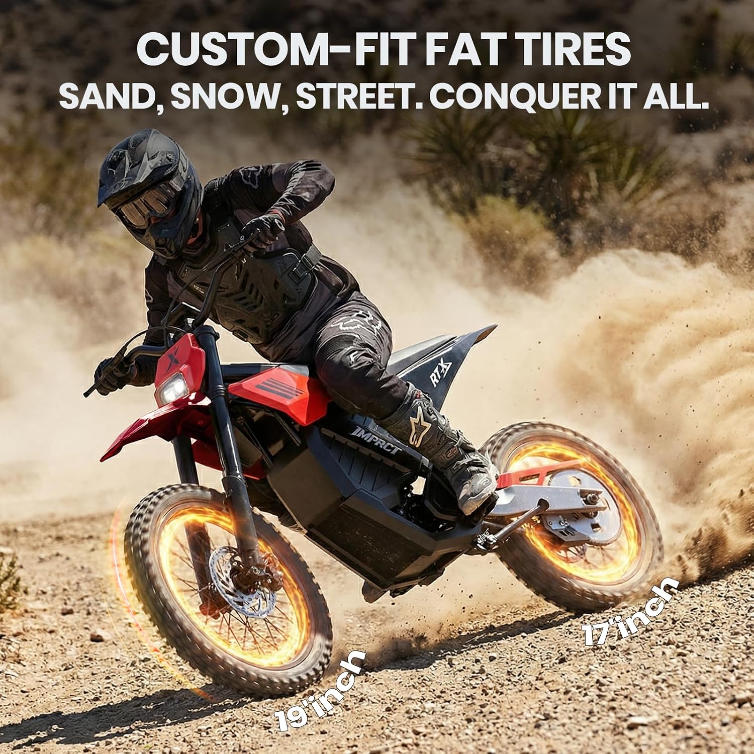 ESKUTE New 19' 17' Electric Motorcycle for Adults, 6500W Peak 53+MPH Mid-Drive Motor, Electric Motorcycle with 72V 30Ah 60-Mile Range Battery, Hydraulic Nitrogen Dual Shock Absorbers, RED