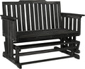 Outsunny 2-Person Patio Swing Glider Bench with Quick Drying Design and Wide Armrest, Wood Rocking Chair Loveseat for Backyard Garden Porch, Black