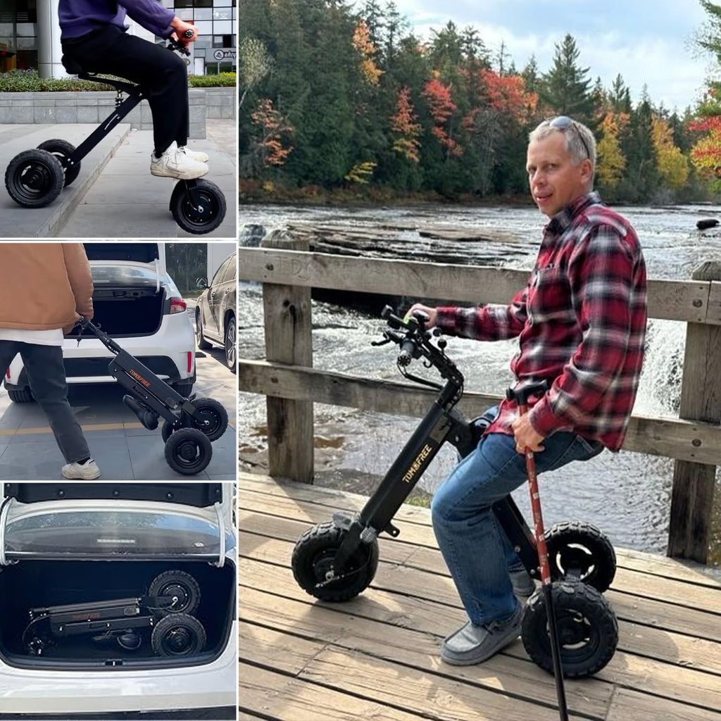 3-Wheel Electric Scooter with Seat, 42lbs Lightweight Foldable Mobility Scooter for Adults,Rear Suspension, 36V 7.5Ah Battery, Max 15mph/15miles Electric Tricycle, Daily Commutes for Seniors