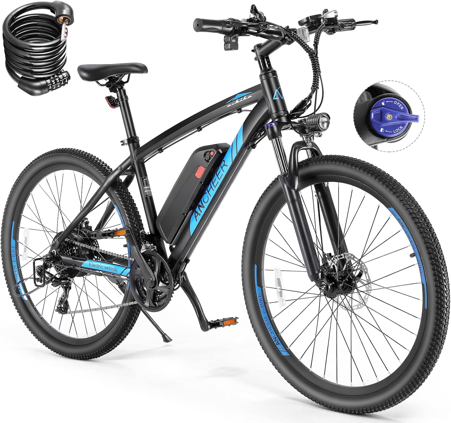 ANCHEER 27.5'' Electric Bike 500W(Peak 750W) Electric Mountain Bike, 55 Miles Range & 22 MPH, 3H Fast Charge, 48V/10.4Ah Removable Battery, Electric Bike for Adult 21 Speed