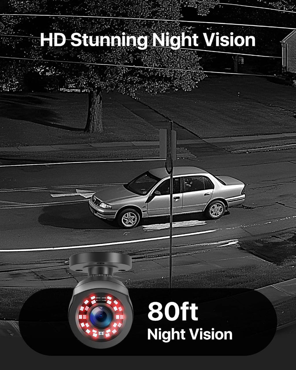 ZOSI 8CH 3K Lite Security Camera System with AI Human Vehicle Detection, 8 x 1920TVL Weatherproof Home Outdoor Cameras, 80ft Night Vision, Remote Access, H.265+ 8 Channel Video DVR, NO Hard Drive