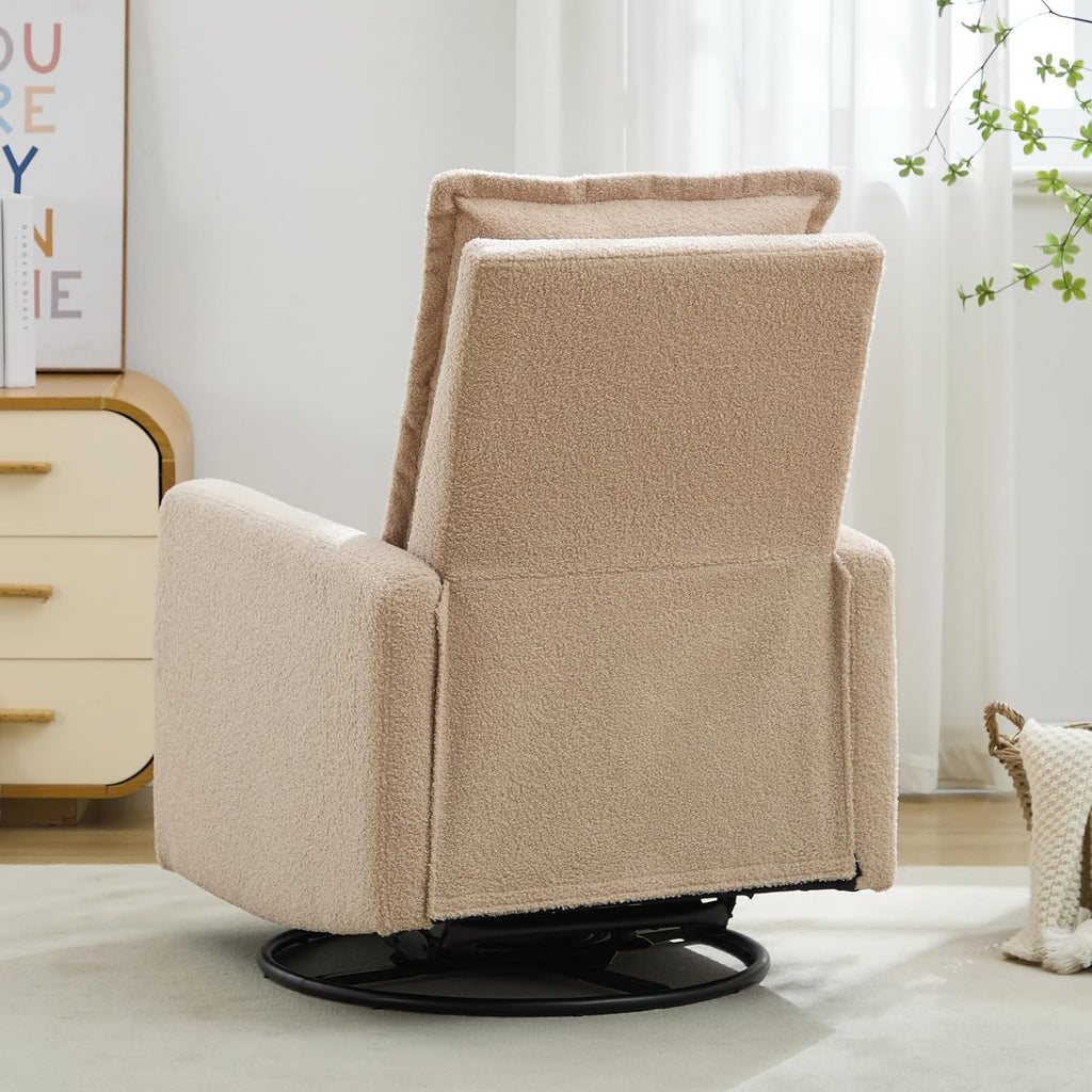 JIVOIT Modern Swivel Rocker Recliner Chair, Linen Fabric Glider Rocker Recliner, Rocking Chair Nursery with Backrest and Footrest, Single Reclining Sofa for Living Room Bedroom Apartment (Oatmeal/68)