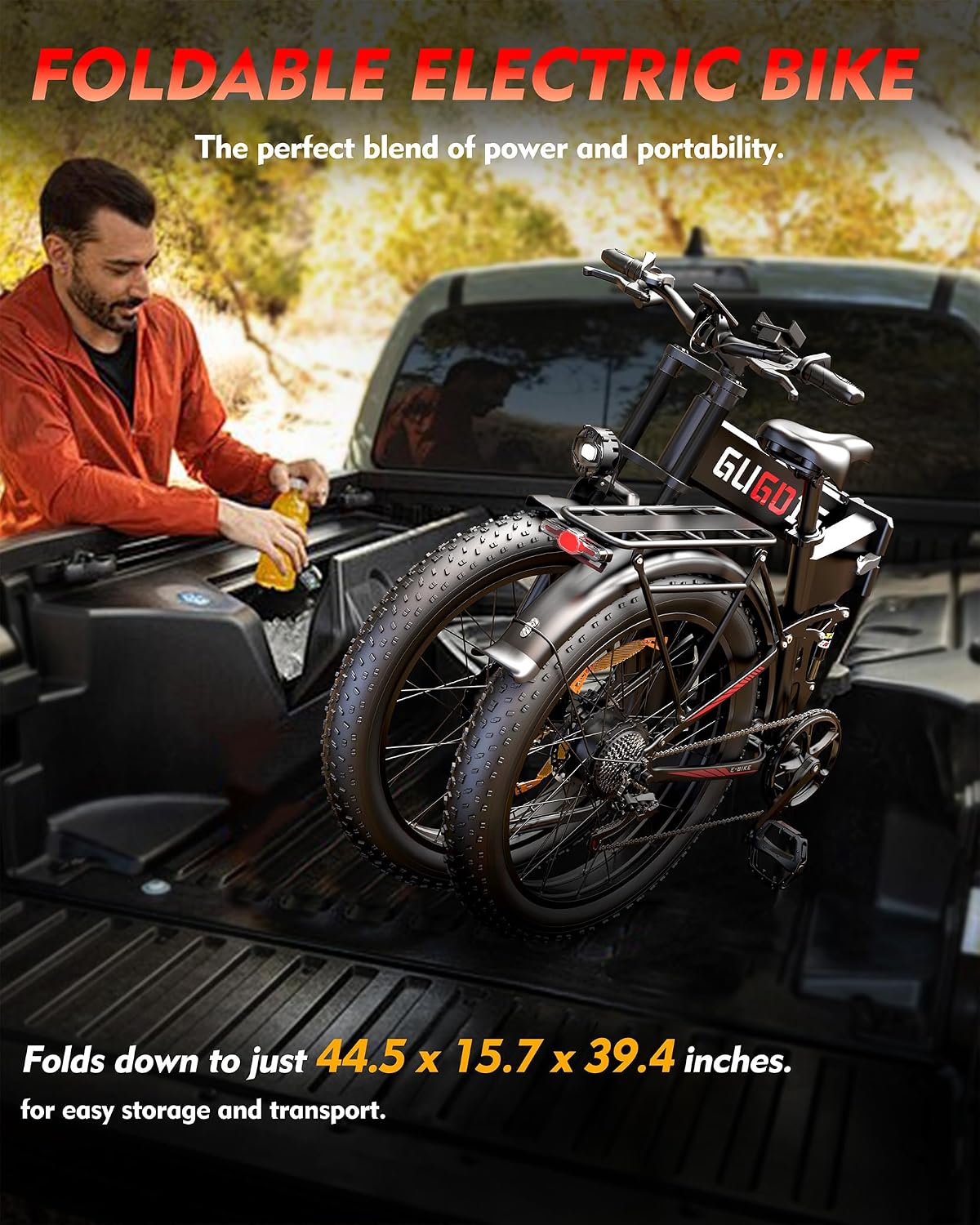 Rakowe Folding Electric Bike for Adults, 3000W Peak Dual Motor Ebike, 26' Fat Tire E-Bike, 48V Battery, Up to 35MPH & 60 Miles, All-Terrain, UL Certified, Suspension Electric Dirt Bike