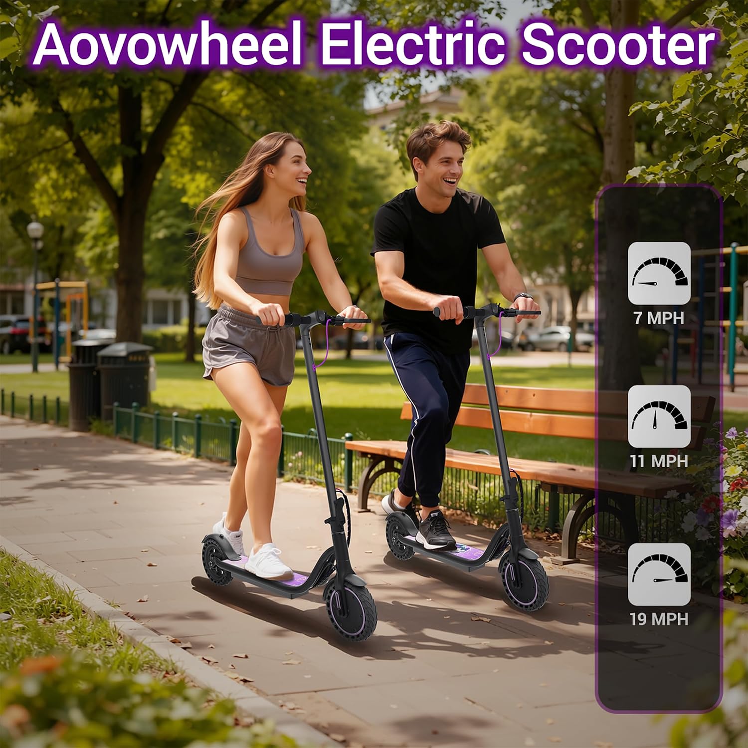 Aovowheel Electric Scooter for Adults, Folding E Scooter with 250W-500W Motor 16-24 Mph Top Speed, Max 15-60Miles Long Range,6.5''/8.5''/10''/14'' Solid Tires Commuting Scooters, Dual Brakes
