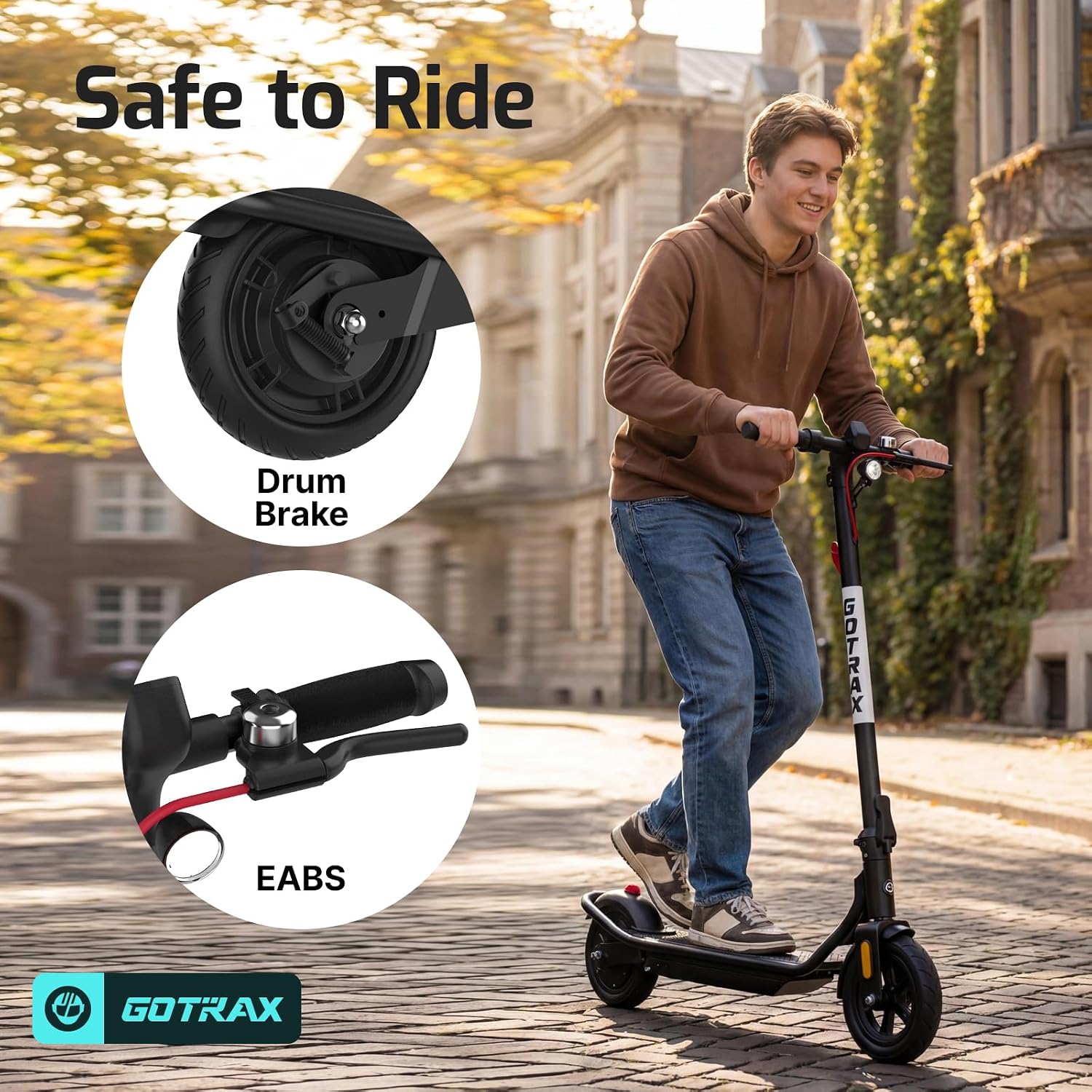 Gotrax Electric Scooter for Adults, Max 12 Mile Range & 15.5Mph by 250W Motor, 8.5' Front Air & Rear Solid Tires, Max Load 220lbs & Big Display with Cruise Control, Foldable EScooter EABS & Drum Brake