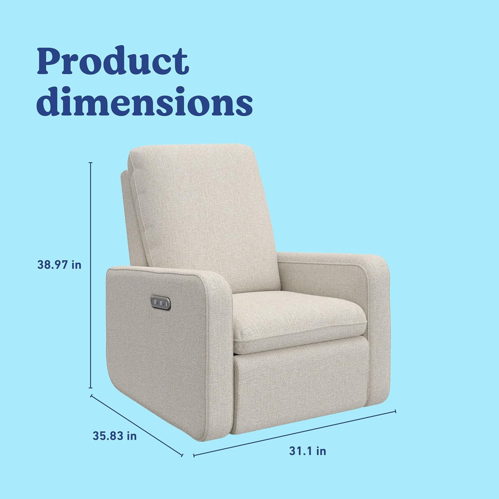 Graco Teddi Power Recliner Swivel Glider, Electronic Power Recline, Oeko-TEX 100 Certified, USB-A & USB-C Charger, Premium Cushioning & Comfort – (Dune Basketweave)