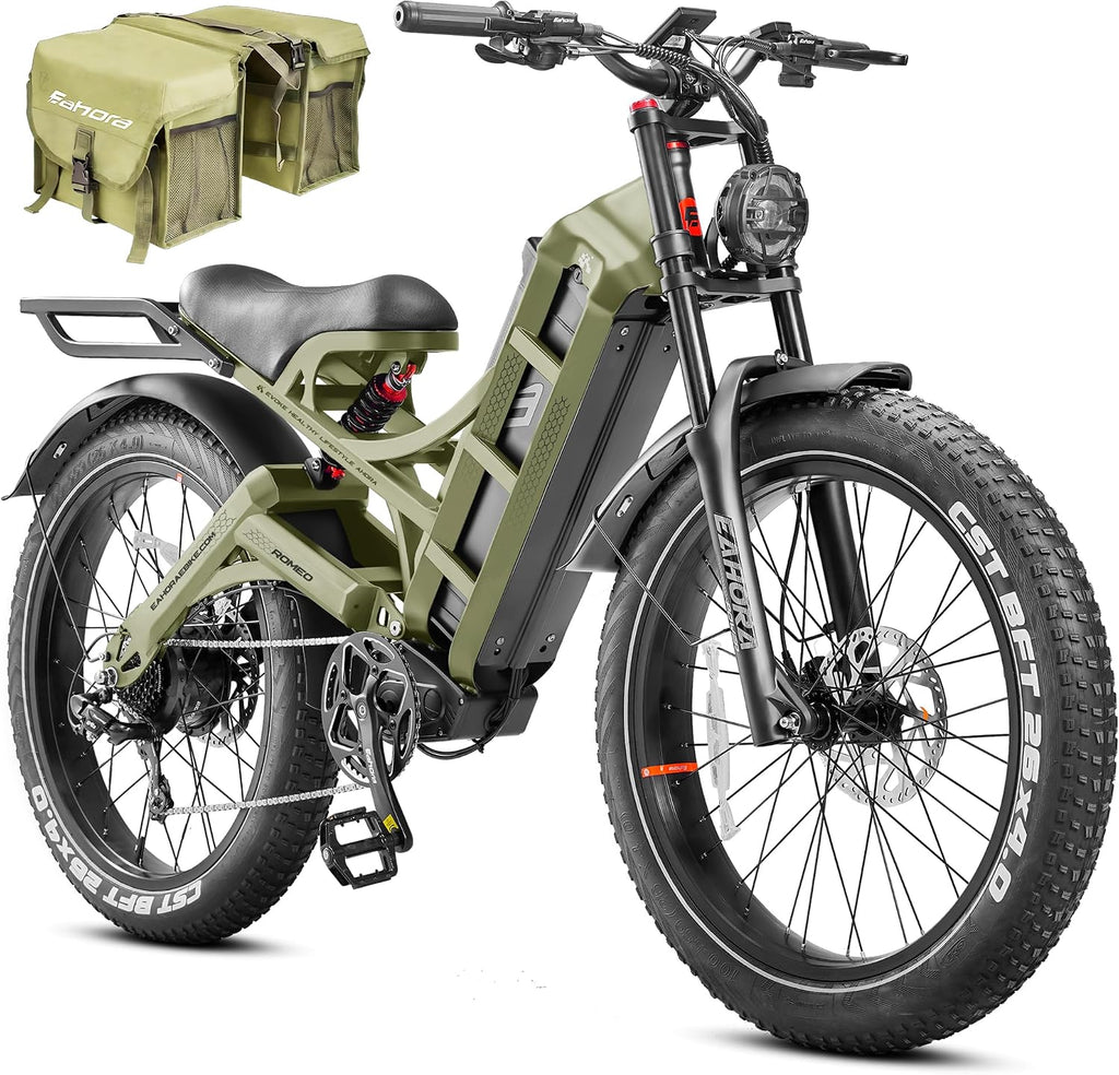Eahora Romeo Pro/Romeo 2/Romeo Ultra 34-43Mph 1600-3000W Electric Bike for Adults 48-60V 60-70Ah 200Miles Long Range, 20*4.5/26*4.0' Fat Tire Full Suspension, All Terrain, Hydraulic Brake, APP Control