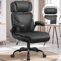 Office Chair, Ergonomic Big and Tall Computer Desk Chair with Retractable Adjustable Headrest, Executive Breathable Leather Chair, Lumbar Support Swivel PC Chair with Flip-up Armrests Rocking Function
