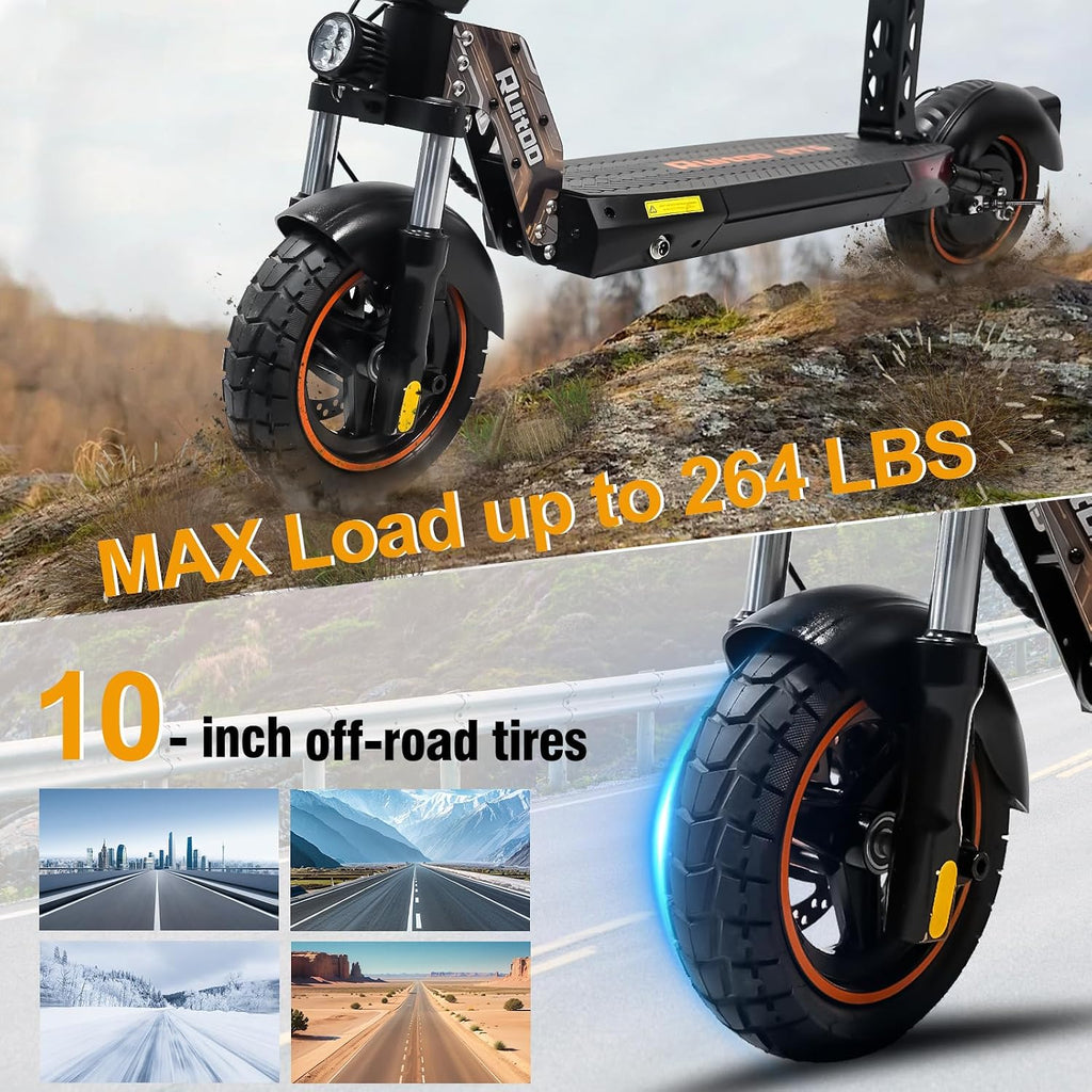 Electric Scooter Adults 1600/2000W Motor 50 Miles Long Range & 30/35 MPH Top Speed 10' Off Road Tire Folding E-Scooter 48V 20.8AH Battery Kick Scooter with Detachable Seat for Commuter Outdoor