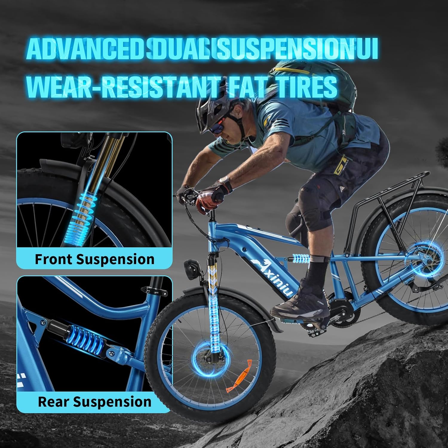 Electric Bike for Adults, 1800W Motor 52V 30Ah Samsung Battery Electric Mountain Bicycles, 26' Fat Tire Full Suspension Beach Snow Off Road E Bike, 35MPH & 120 Miles Long Range Ebike