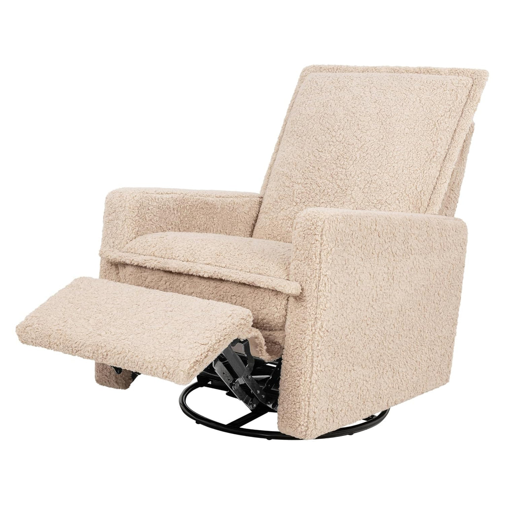 Babyletto Cali Flange Recliner and Swivel Glider in Chai Shearling, Greenguard Gold and CertiPUR-US Certified