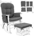 BUYUE Glider Rocker Replacement Cushion 5 PCS with Ties, Linen High-Density Foam Non-Slip & Washable Rocking Chair Pads for Sitting,Gray