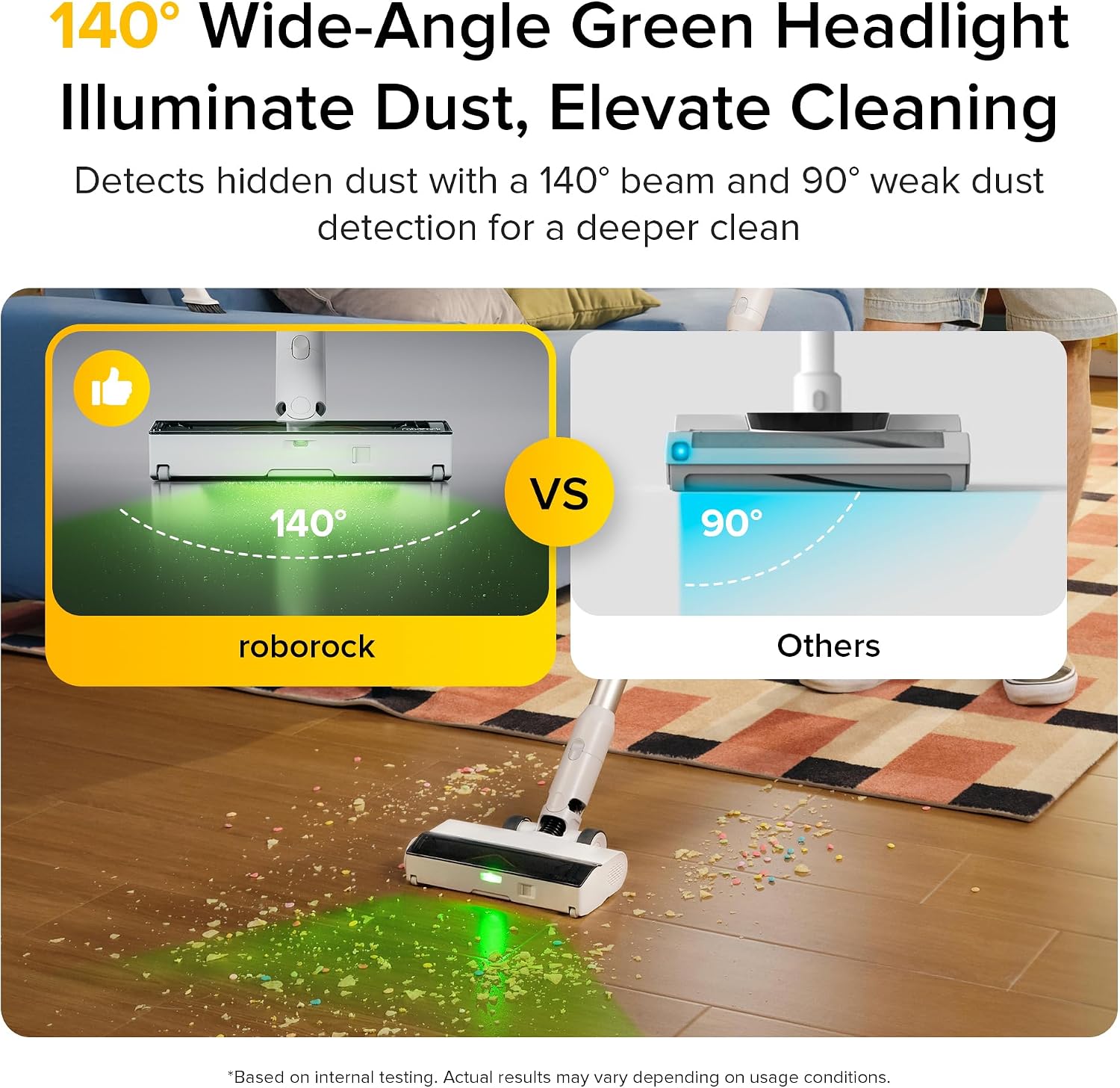 roborock H60 Cordless Stick Vacuum Cleaner, 115AW Suction Power, 60-Min Runtime, 90° Bendable Tube, Dust-Revealing LED, Anti-Tangle Cordless Vacuum Cleaners for Home, Carpets, Hard Floors & Pet Hair