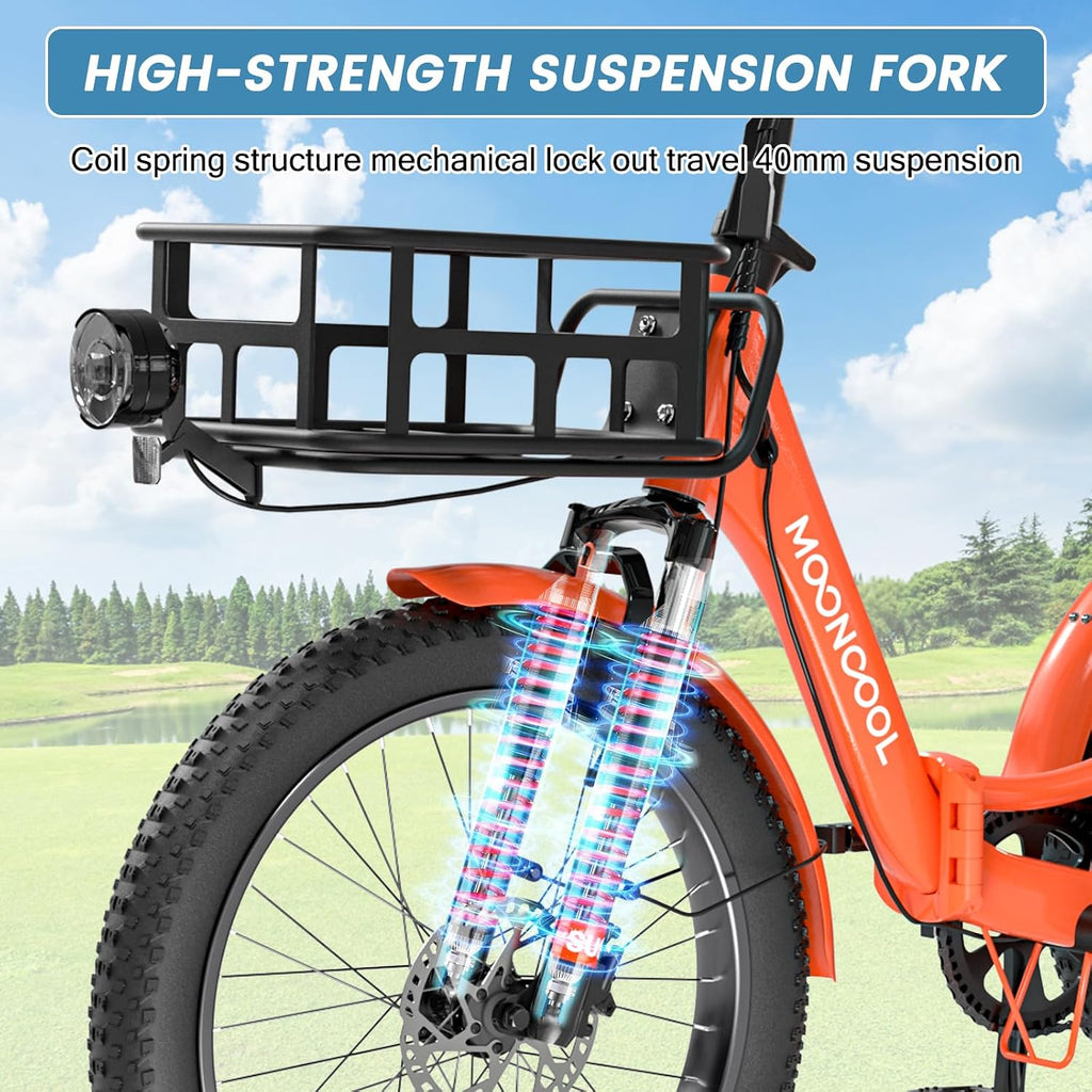 MOONCOOL Folding Electric Tricycle for Adults, 48V 500W 3 Wheels Electric Trike, Aluminum Frame Electric Tricycle Adult Bicycle with Removable Battery, Storage Bags Included