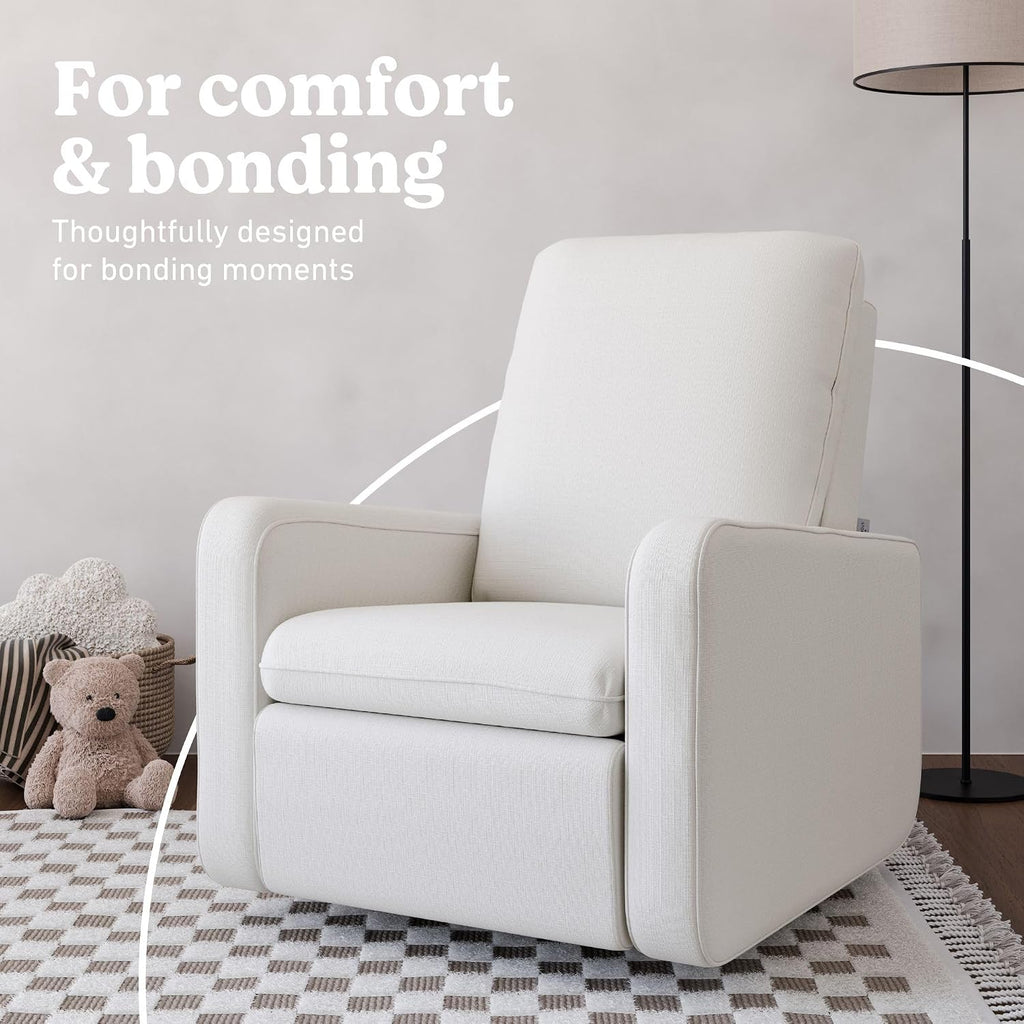 Graco Teddi Power Recliner Swivel Glider, Electronic Power Recline, Oeko-TEX 100 Certified, USB-A & USB-C Charger, Premium Cushioning & Comfort – (Ivory Basketweave)