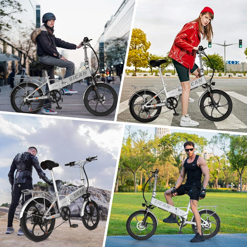 Folding Electric Bike for Adults, Electric Bicycle with Removable Battery,50 Mile Range,1000W Peak Motor, Shock Absorber, Disc Brake, 20' Tires