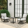 Patio Chairs Swivel Rocker Sets: 3Pieces Aluminum Alloy Ensemble 360° Swivel Rocking Chairs, Rust-Resistant Frame Cushions -Perfect for Backyard, Deck, Porch, and Balcony Decoration(2Swivels+1Table)