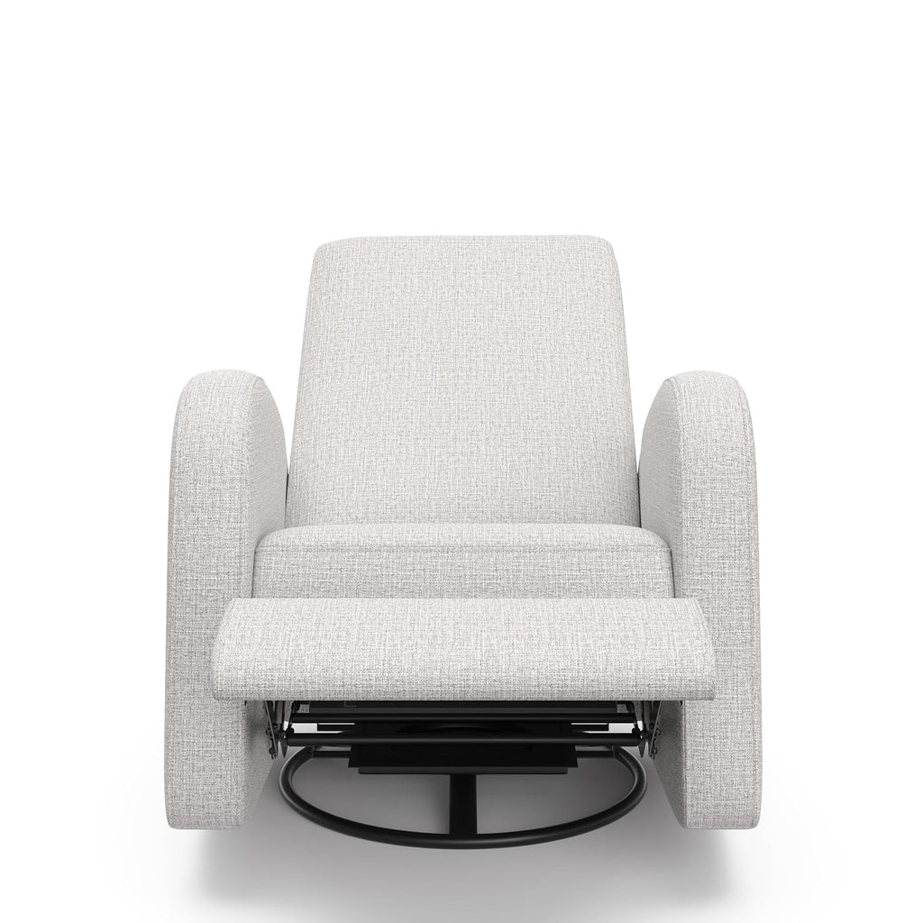 Storkcraft Santa Monica Power Recliner Swivel Glider (Steel Basketweave) – GREENGUARD Gold Certified, CertiPUR-US Certified Foam, Effortless Electronic Power Recline, USB-A & USB-C Charger