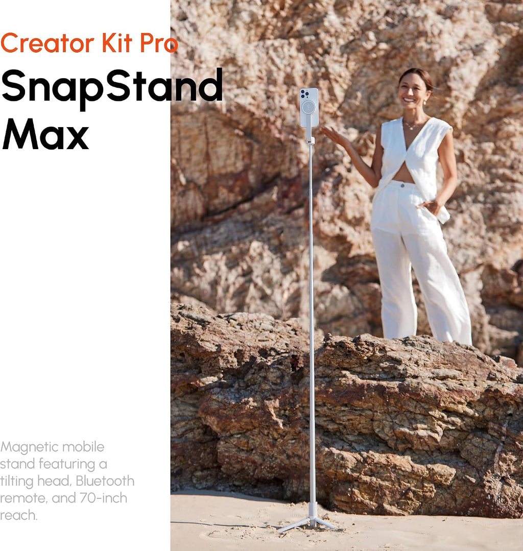 ShiftCam Travel and Creator Kit – MagSafe-Compatible Mobile Creator Bundle for iPhone and Android, Compact Phone Grip, Adjustable LED Light, Extendable Bluetooth Tripod for Vlogging - Creator Kit Pro