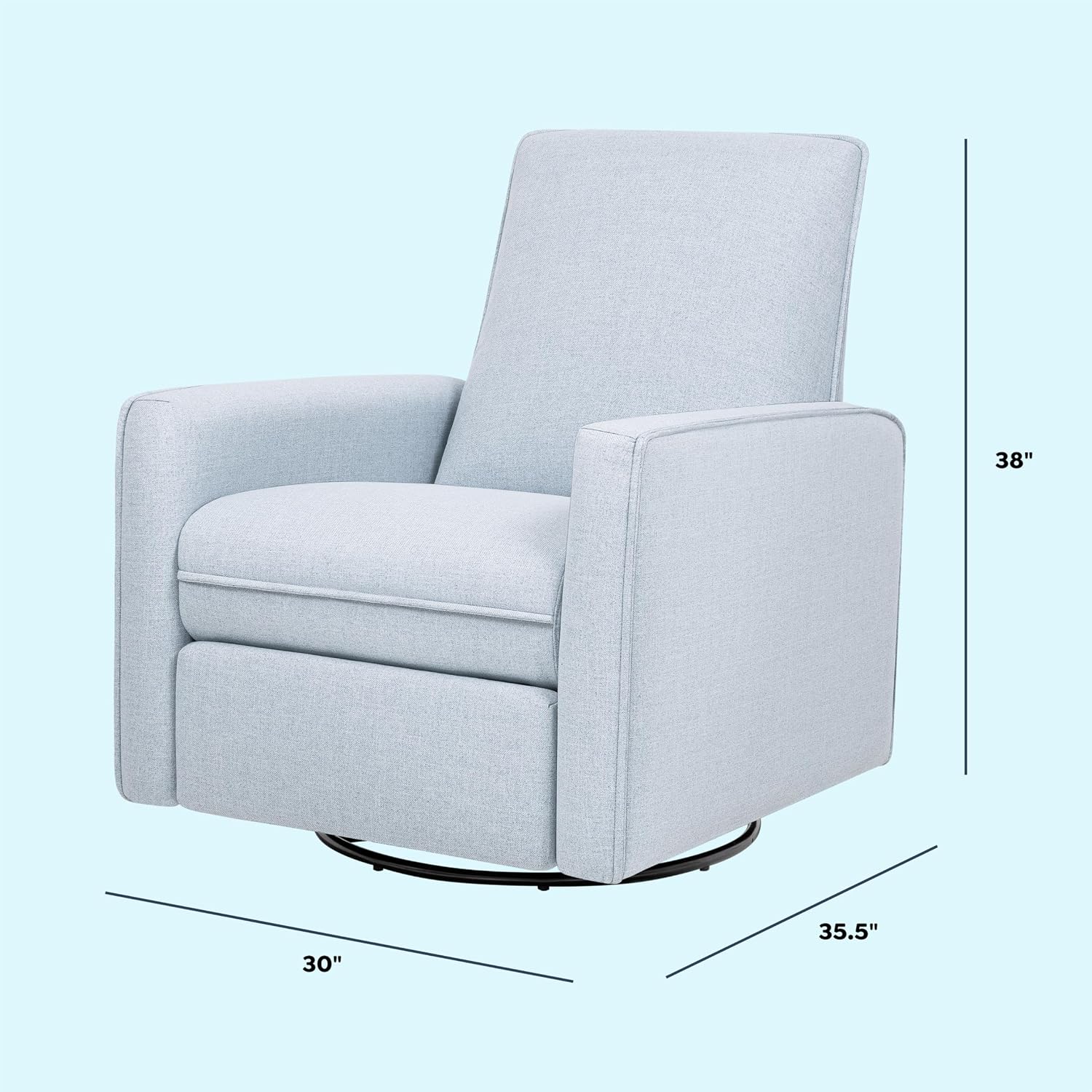 Davinci Penny Recliner and Swivel Glider in Performance Chambray Eco-Twill, GREENGUARD Gold and CertiPUR-US® Certified, Eco-Performance Fabric, Water Repellent & Stain Resistant