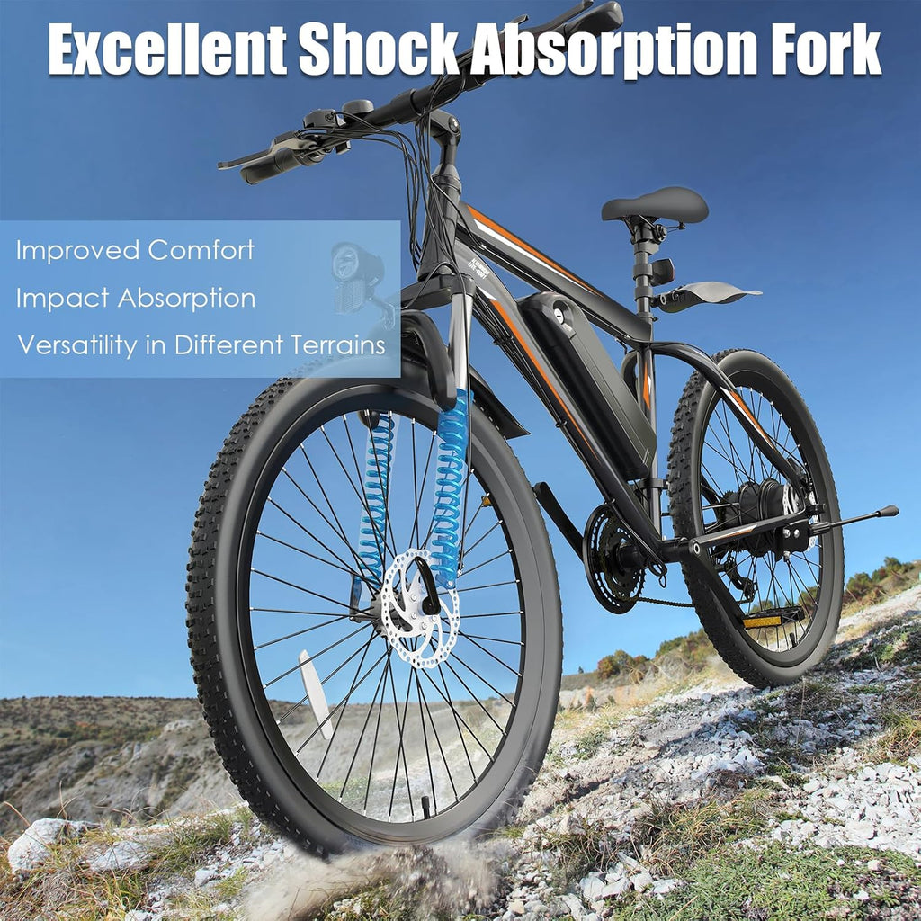 GOCIO 500W Electric Bike 26' Mountain Bicycle Adults Cruise Control Pedal Assist 48V 375Wh Battery 21-Speed E-Bike UL2849