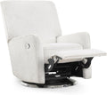Delta Children Nest Nursery Swivel Recliner - Fabric is GREENGUARD Gold Certified and Oeko-TEX Standard 100 - Upholstered in a Unique Chenille Yarn for Blanket Like Softness, Oyster