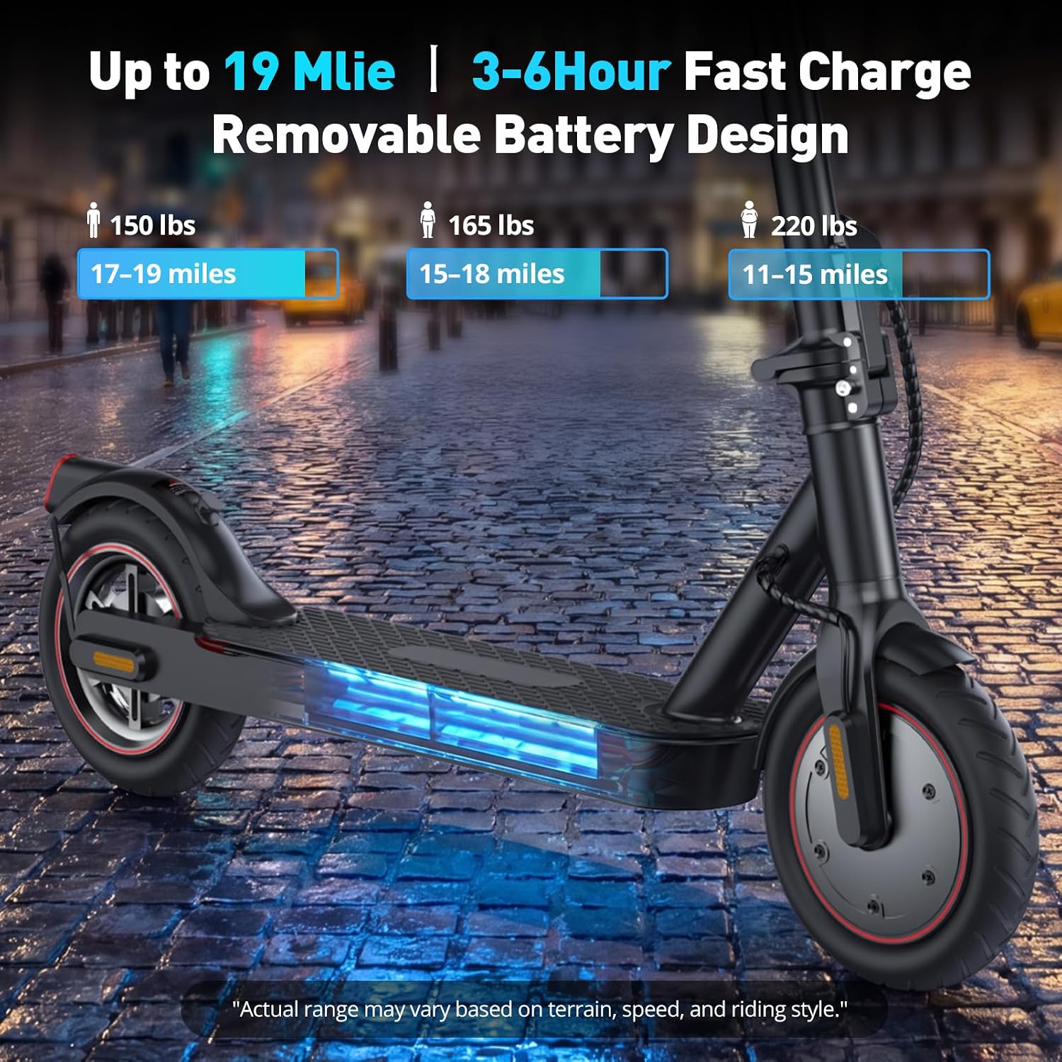 Electric Scooter, 23 Miles, 22 MPH Top Speed Electric Scooter for Adults, 500W Powerful Motor,10'/8.5' Pneumatic Tires Commuting Scooter, Foldable Escooter for Commuting & Campus Use