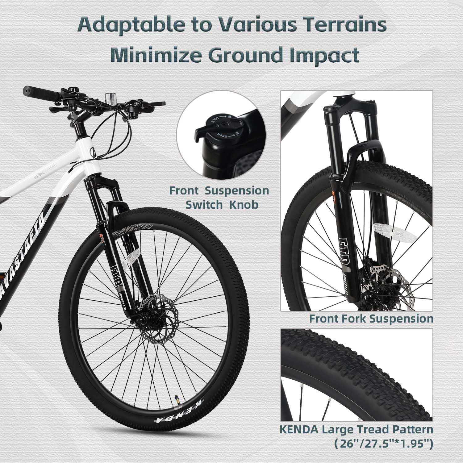 AVASTA Earth 26 27.5 inch Mountain Bike with 21-Speed, Aluminum Frame, Dual Disc Brake, Comfortable Saddle, Multiple Colors