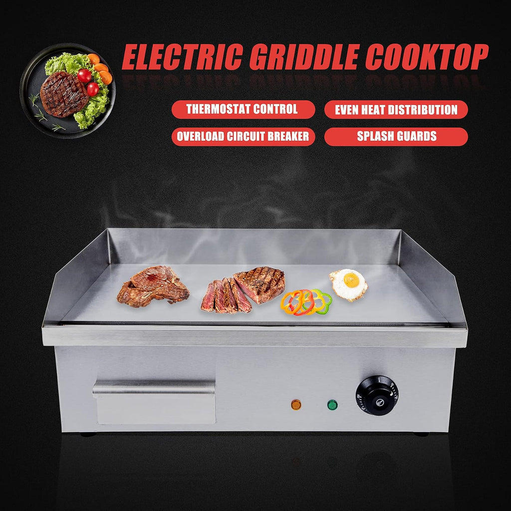 Commercial Electric Griddle, 3000w Stainless Steel Teppanyaki Grill Indoor Outdoor, Countertop Flat Top BBQ Plate with Thermostatic Control