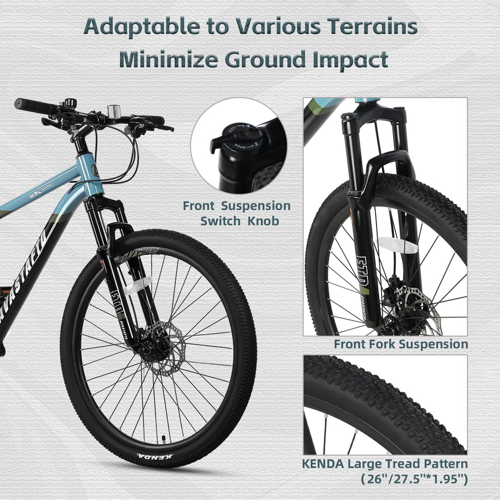 AVASTA Earth 26 27.5 inch Mountain Bike with 21-Speed, Aluminum Frame, Dual Disc Brake, Comfortable Saddle, Multiple Colors