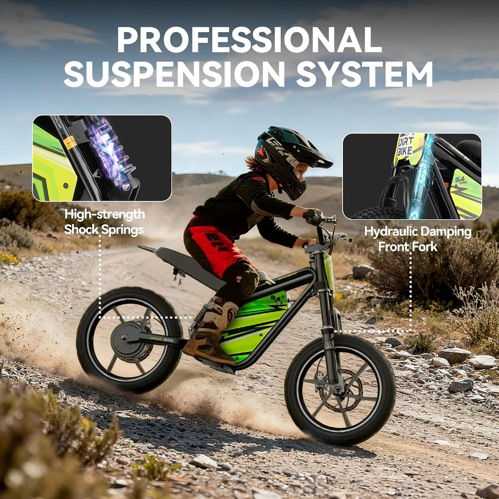 eAhora 36V 800W Electric Dirt Bike for Kids 8+, 3-Speed Modes Kids Electric Bike, Up to 18.6MPH & 28 Miles Long-Range Electric Off-Road Motocross for Kid, Full Suspension & Disc Brake, S4 Young-Red