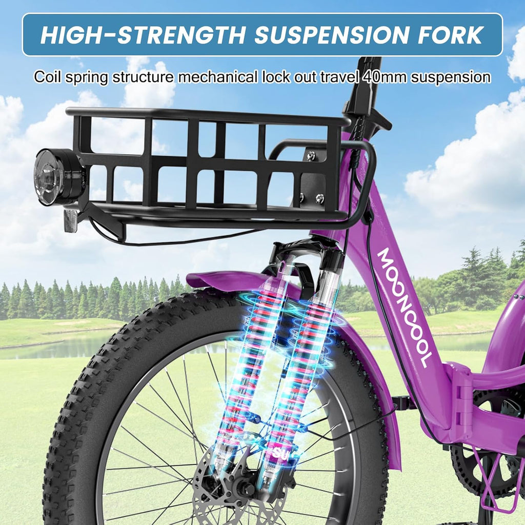 MOONCOOL Folding Electric Tricycle for Adults, 48V 500W 3 Wheels Electric Trike, Aluminum Frame Electric Tricycle Adult Bicycle with Removable Battery, Storage Bags Included