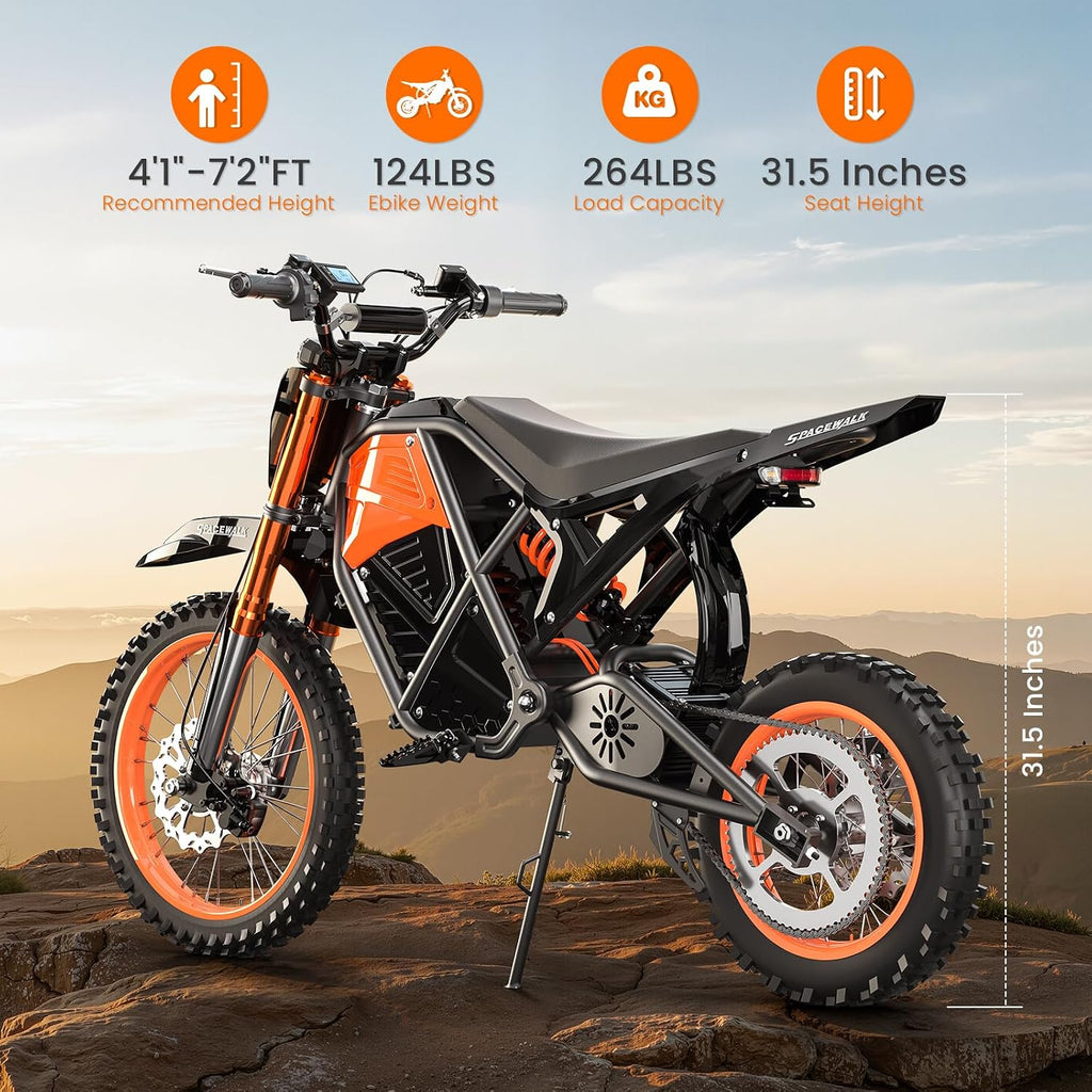 EILLEO Adult Electric Dirt Bike, Electric Mountain Bike with 3000W Brushless Motor - 37.5 MPH, 48V/20Ah Removable Battery, Hydraulic Brakes & Full Suspension Electric Motorcycle for Teens 13+
