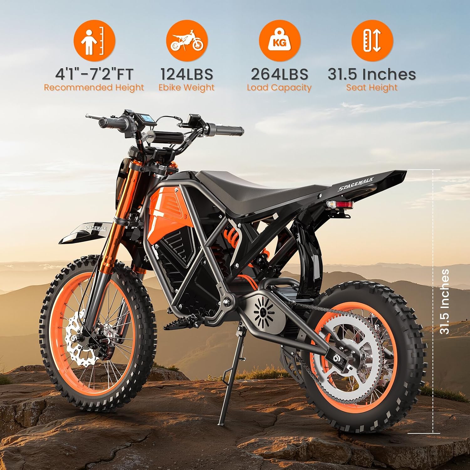 EILLEO Adult Electric Dirt Bike, Electric Mountain Bike with 3000W Brushless Motor - 37.5 MPH, 48V/20Ah Removable Battery, Hydraulic Brakes & Full Suspension Electric Motorcycle for Teens 13+