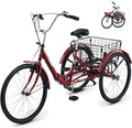 VIRIBUS Folding Tricycle for Adults, 7 Speed Foldable Adult Tricycle with Removable Wheeled Basket, Folding 3 Wheel Bikes for Women Men Seniors 24 26 inch, Collapsible Three Wheeler Trike 330 LB.