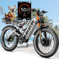 2026 eAhora Romeo Pro 3 Electric Bike for Adult, Peak 5600W Dual Motor, 50mph, 60V 80Ah Battery, 250 Miles Long Range, 26'*4.0 Fat Tire, Air Suspension, App, Commute, Delivery, All-terrian