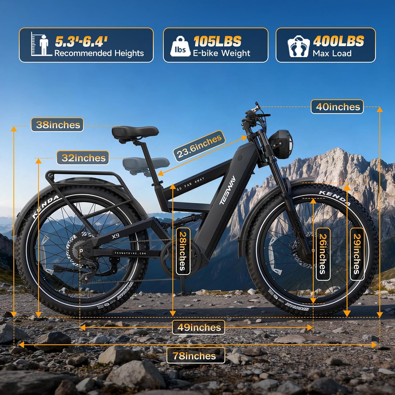 TESWAY X9 Ultra Dual Motor Ebike, 26' Fat Tire Full Suspension AWD Electric Bike for Adults, 4000W 43MPH 240NM, 60V 30Ah(Camo)/25Ah(Other) 120 Miles Long Rang