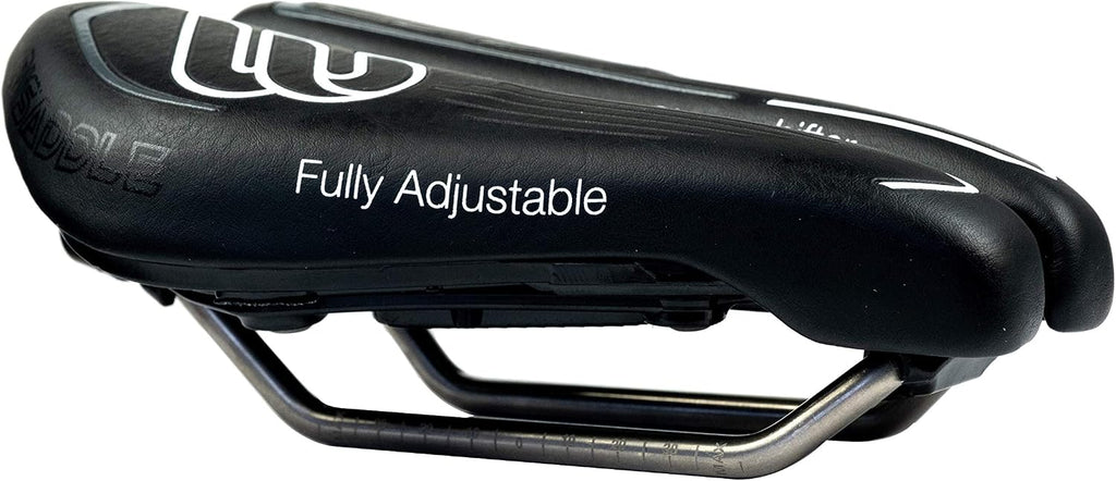 BiSaddle SRT Super Short Noseless Pain-Free Adjustable Bicycle Saddle Black with Titanium Rails Custom Fit Comfort, one Size