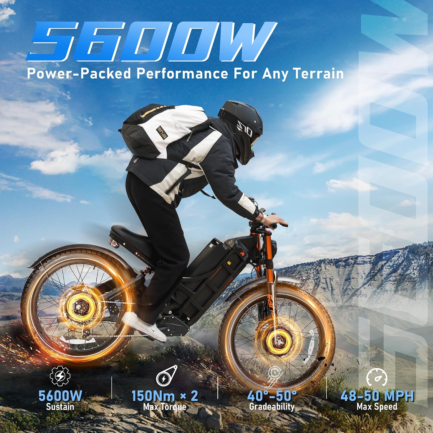 eAhora 2026 Romeo Pro 3/2 50-46Mph Electric Bike for Adults 5600W/4000W/2500W Dual Motor Ebike 60V/80Ah 52V/70Ah Long Range Fat Tire Full Suspension Electric Mountain Bicycle