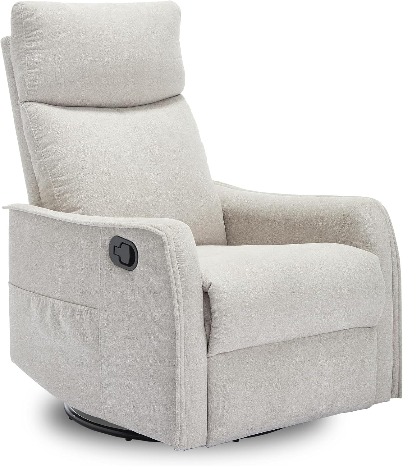 cinkehome Swivel Rocker Recliner Chair with Heated Massage, Rocking Reclining Chairs for Nursery, Small Spaces, High Back, Side Pocket
