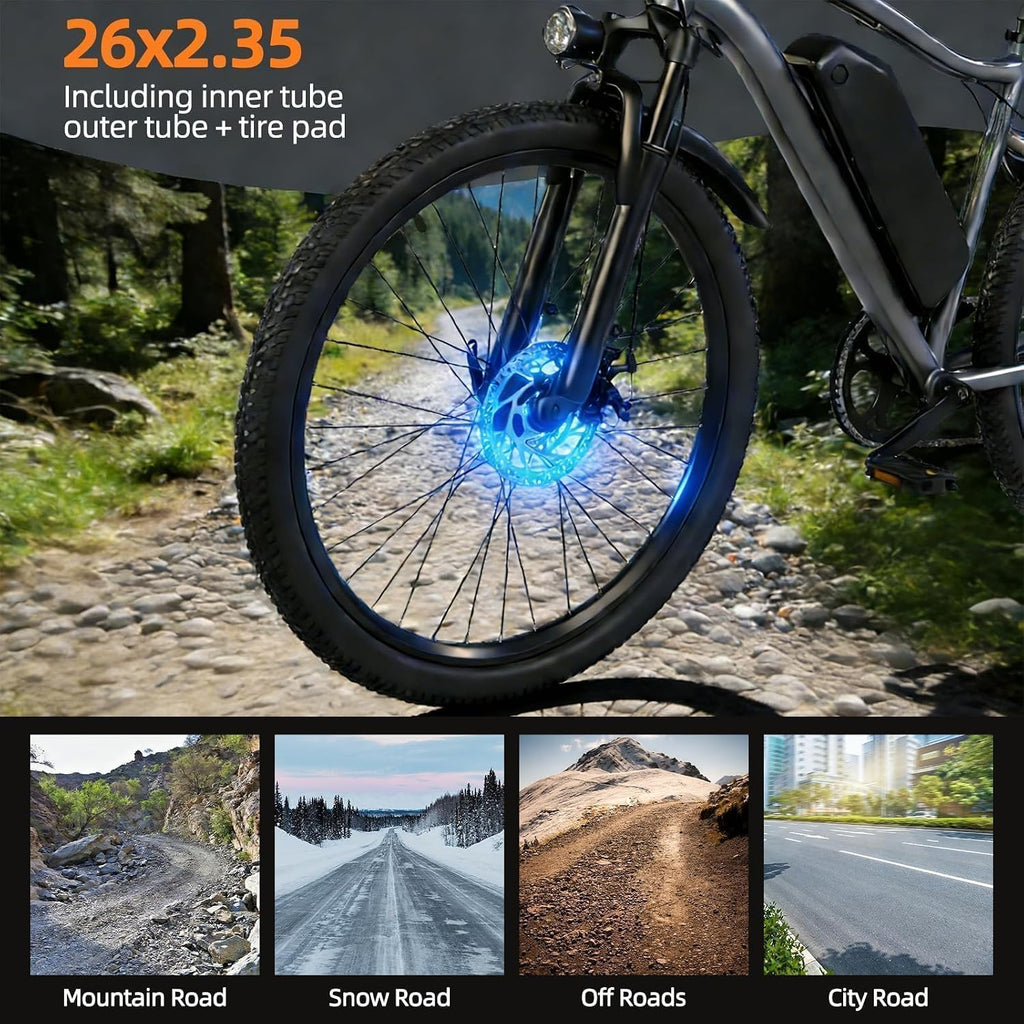 Electric Bike for Adults, Peak 750W Brushless Motor, Top Speed 25 mph, Range 35-40 Miles, 26-inch Mountain E-Bikes, Unisex Commuter Suitable Cit/Mountain/Road Use，7 Speed/UL Certified ebikes