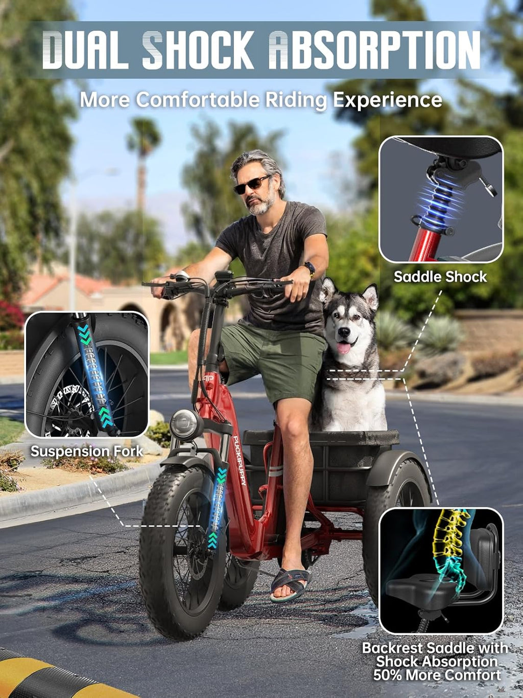 PUCKIPUPPY Electric Tricycle for Adults, Husky VS Other Models