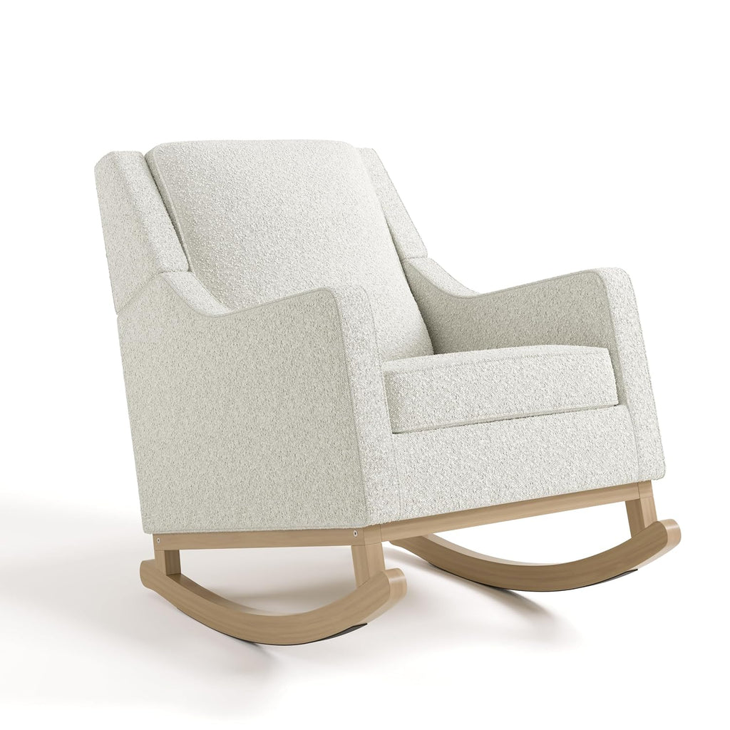 Storkcraft Pasadena Nursery Rocker (Ivory Boucle with Driftwood) - Upholstered, Rocking Chair for Nursery, Gentle Rocking Motion, Solid Wood Base