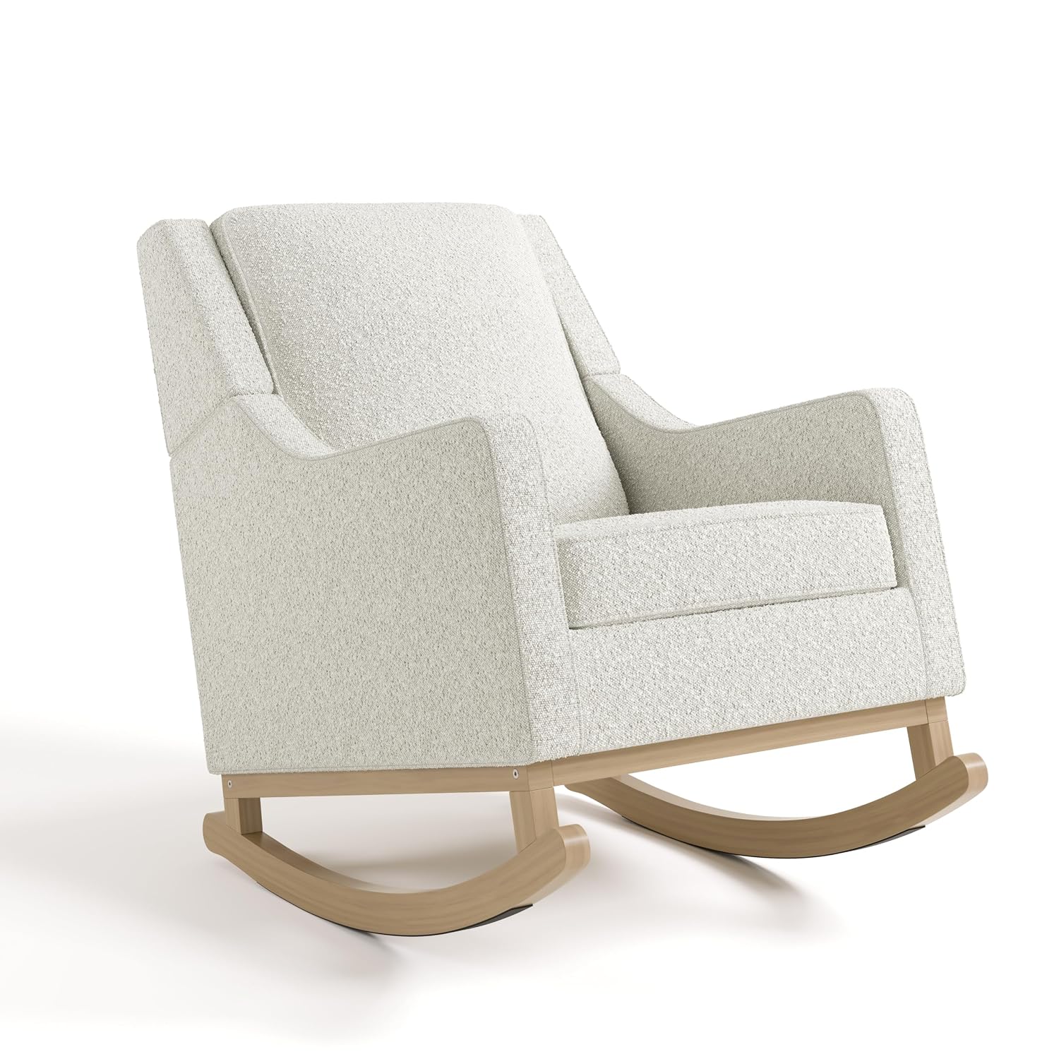 Storkcraft Pasadena Nursery Rocker (Ivory Boucle with Driftwood) - Upholstered, Rocking Chair for Nursery, Gentle Rocking Motion, Solid Wood Base