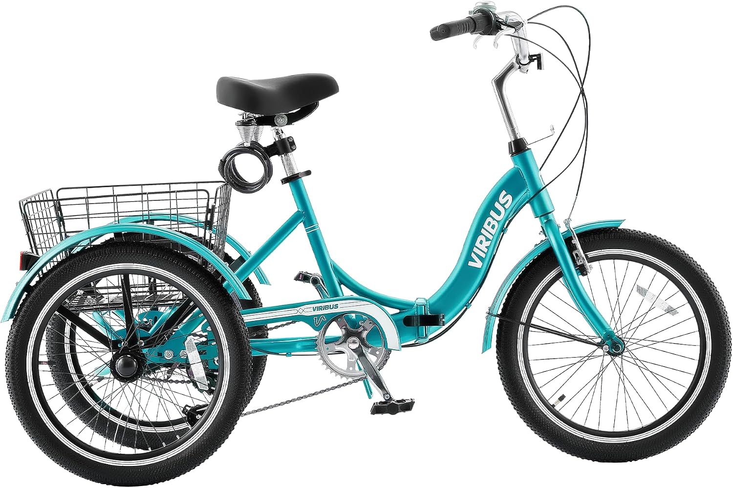 VIRIBUS Folding Tricycle for Adults, 20 inch Foldable Adult Tricycle 1 or 7 Speed Speed with Basket, Folding 3 Wheel Bikes for Adults Senior Women Men, Collapsible Mini Trike, Three Wheeler 330lb.
